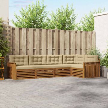 vidaXL Lauko sofos komplektas su pagalve 5 pcs Natūralus ir bežinis