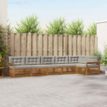 vidaXL Lauko sofos komplektas 19 pcs Natūrali ir šviesiai pilka