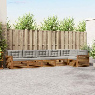 vidaXL Lauko sofos komplektas 19 pcs Natūrali ir šviesiai pilka