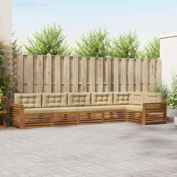 vidaXL Lauko sofos komplektas su pagalve 6 pcs Natūralus ir bežinis