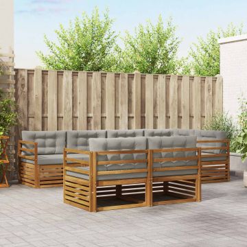 vidaXL Lauko sofos komplektas 22 pcs Natūrali ir šviesiai pilka