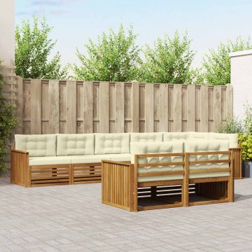 vidaXL Lauko sofos komplektas su pagalve 8 pcs Natūralus ir grietinėlė