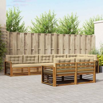 vidaXL Lauko sofos komplektas su pagalve 8 pcs Natūralus ir bežinis
