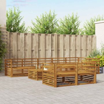 vidaXL Lauko sofos komplektas 9 pcs Natūrali