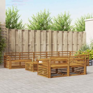 vidaXL Lauko sofos komplektas 9 pcs Natūrali