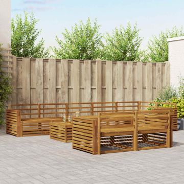 vidaXL Lauko sofos komplektas 9 pcs Natūrali