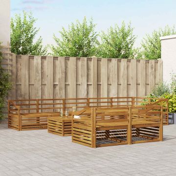 vidaXL Lauko sofos komplektas 9 pcs Natūrali