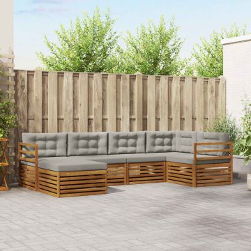 vidaXL Lauko sofos komplektas 18 pcs Natūrali ir šviesiai pilka