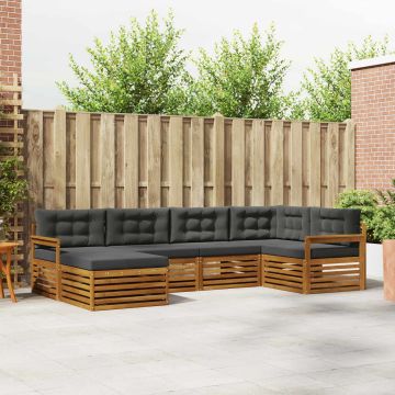 vidaXL Lauko sofos komplektas su pagalve 6 pcs Natūralus ir antracitas