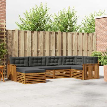 vidaXL Lauko sofos komplektas su pagalve 6 pcs Natūralus ir antracitas
