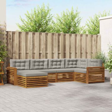 vidaXL Lauko sofos komplektas 18 pcs Natūrali ir šviesiai pilka
