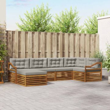 vidaXL Lauko sofos komplektas 18 pcs Natūrali ir šviesiai pilka