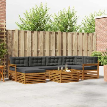 vidaXL Lauko sofos komplektas su pagalve 7 pcs Natūralus ir antracitas