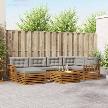 vidaXL Lauko sofos komplektas 19 pcs Natūrali ir šviesiai pilka