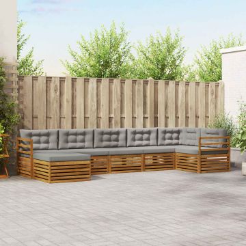 vidaXL Sofų komplektai su pagalve 7 pcs Natūrali ir šviesiai pilka