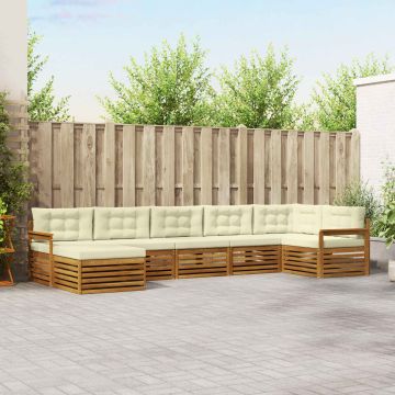 vidaXL Sofų komplektai su pagalve 7 pcs Natūralus ir grietinėlė