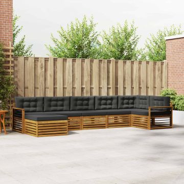 vidaXL Sofų komplektai su pagalve 7 pcs Natūralus ir antracitas