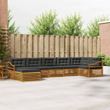 vidaXL Sofų komplektai su pagalve 7 pcs Natūralus ir antracitas