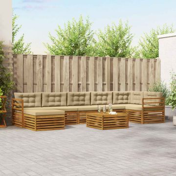 vidaXL Sofų komplektai su pagalve 8 pcs Natūralus ir bežinis