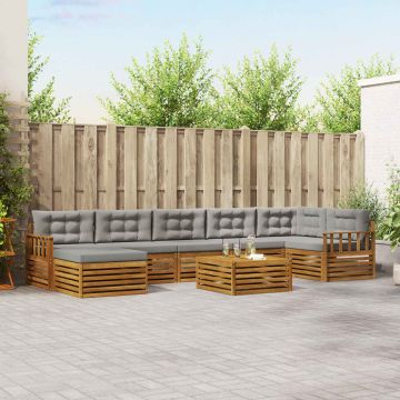 vidaXL Sofų komplektai su pagalve 8 pcs Natūrali ir šviesiai pilka