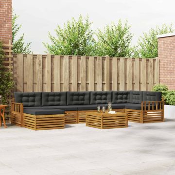 vidaXL Sofų komplektai su pagalve 8 pcs Natūralus ir antracitas
