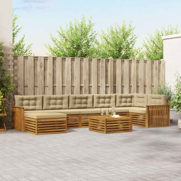 vidaXL Sofų komplektai su pagalve 8 pcs Natūralus ir bežinis