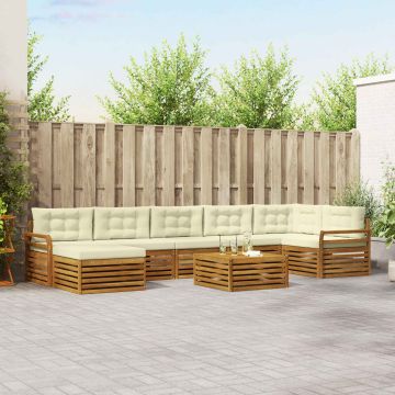 vidaXL Sofų komplektai su pagalve 8 pcs Natūralus ir grietinėlė