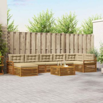 vidaXL Sofų komplektai su pagalve 8 pcs Natūralus ir bežinis