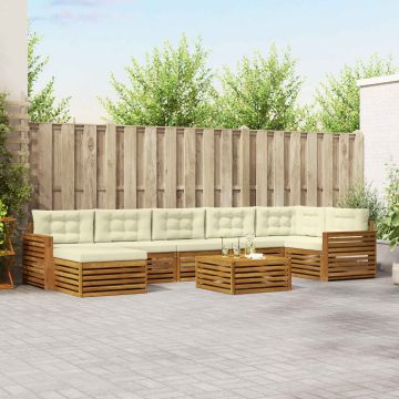 vidaXL Sofų komplektai su pagalve 8 pcs Natūralus ir grietinėlė