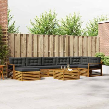 vidaXL Sofų komplektai su pagalve 8 pcs Natūralus ir antracitas