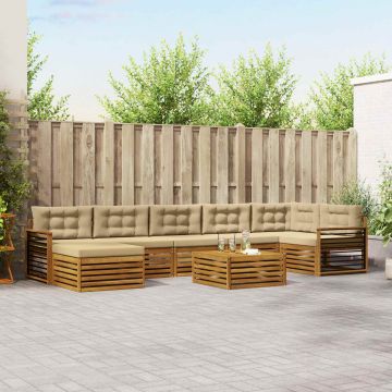 vidaXL Sofų komplektai su pagalve 8 pcs Natūralus ir bežinis