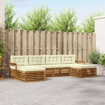 vidaXL Sofų komplektai su pagalve 6 pcs Natūralus ir grietinėlė