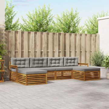 vidaXL Sofų komplektai su pagalve 6 pcs Natūrali ir šviesiai pilka