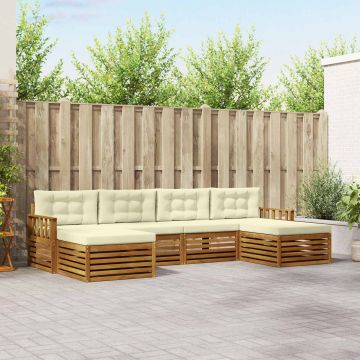 vidaXL Sofų komplektai su pagalve 6 pcs Natūralus ir grietinėlė