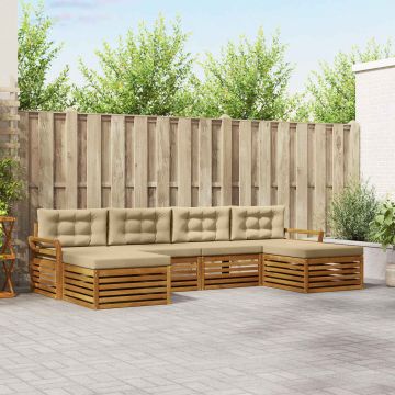 vidaXL Sofų komplektai su pagalve 6 pcs Natūralus ir bežinis