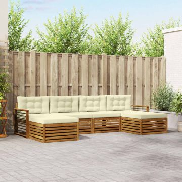 vidaXL Sofų komplektai su pagalve 6 pcs Natūralus ir grietinėlė