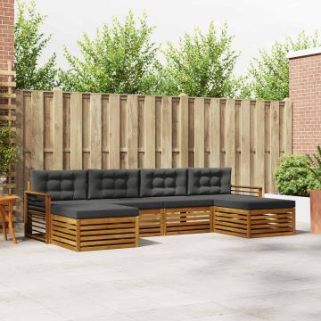 vidaXL Sofų komplektai su pagalve 6 pcs Natūralus ir antracitas