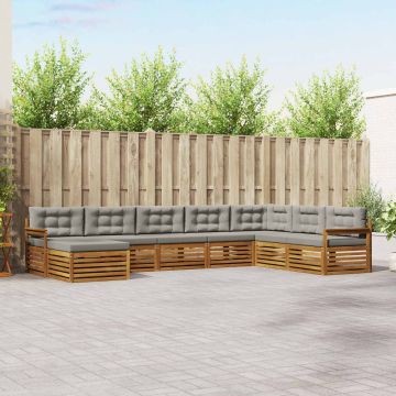vidaXL Sofų komplektai su pagalve 8 pcs Natūrali ir šviesiai pilka