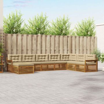 vidaXL Sofų komplektai su pagalve 8 pcs Natūralus ir bežinis