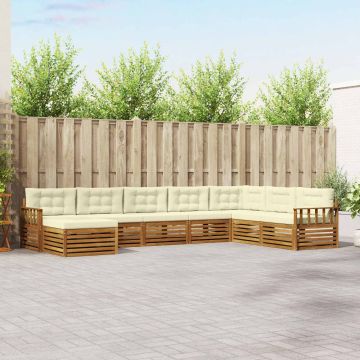vidaXL Sofų komplektai su pagalve 8 pcs Natūralus ir grietinėlė