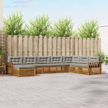 vidaXL Sofų komplektai su pagalve 8 pcs Natūrali ir šviesiai pilka