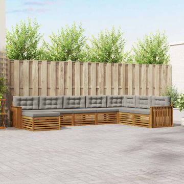 vidaXL Sofų komplektai su pagalve 8 pcs Natūrali ir šviesiai pilka