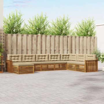 vidaXL Sofų komplektai su pagalve 8 pcs Natūralus ir bežinis