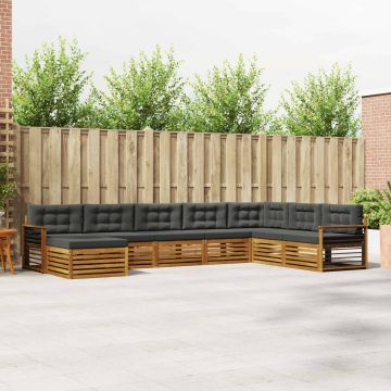 vidaXL Sofų komplektai su pagalve 8 pcs Natūralus ir antracitas