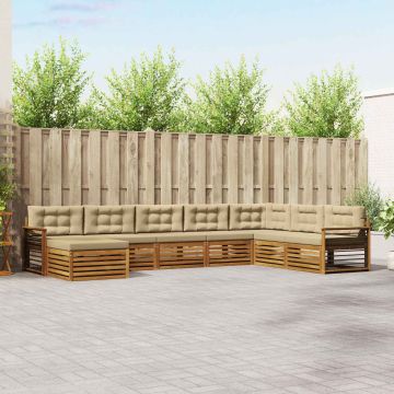 vidaXL Sofų komplektai su pagalve 8 pcs Natūralus ir bežinis