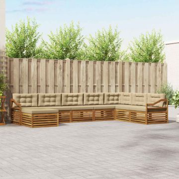 vidaXL Sofų komplektai su pagalve 8 pcs Natūralus ir bežinis