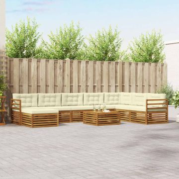 vidaXL Sofų komplektai su pagalve 9 pcs Natūralus ir grietinėlė