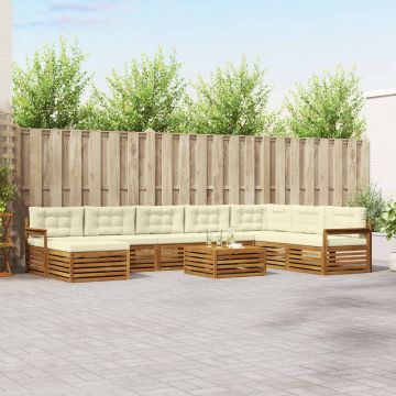 vidaXL Sofų komplektai su pagalve 9 pcs Natūralus ir grietinėlė