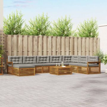 vidaXL Sofų komplektai su pagalve 9 pcs Natūrali ir šviesiai pilka
