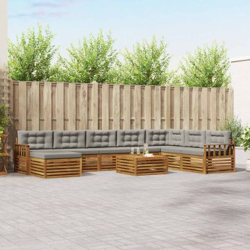 vidaXL Sofų komplektai su pagalve 9 pcs Natūrali ir šviesiai pilka